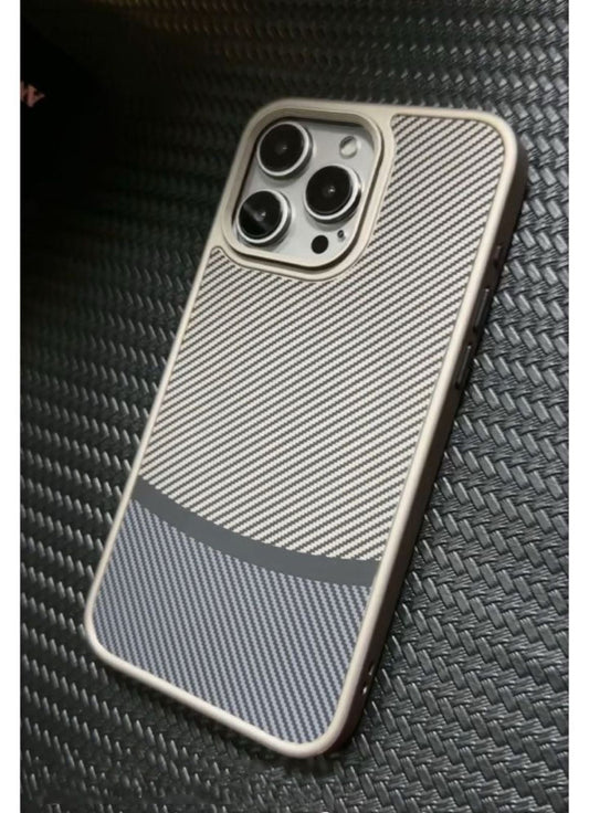 Premium Quality Matte Finish Carbon Case for iPhone 15 Pro Max (Natural Titanium)