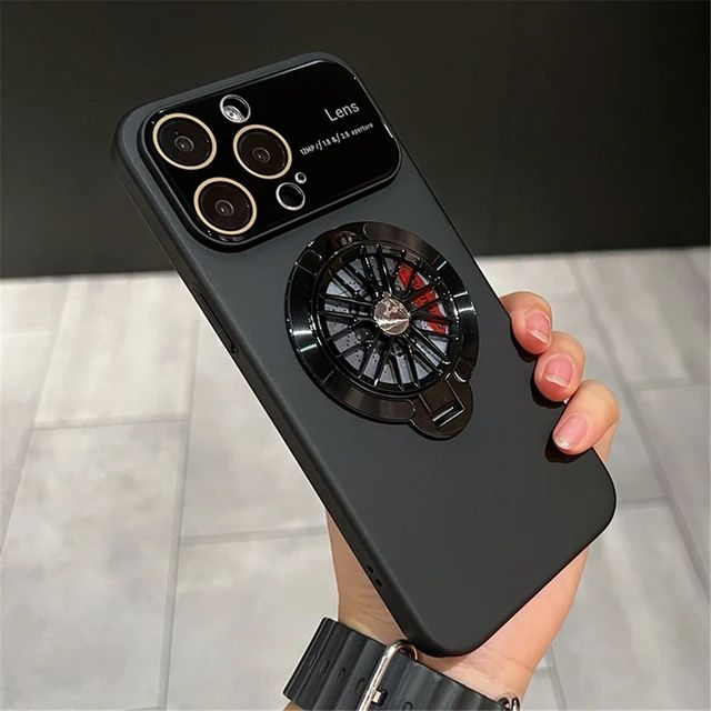 GYRO Wheel Rotating Case for iPhone 15 Plus  (Black)