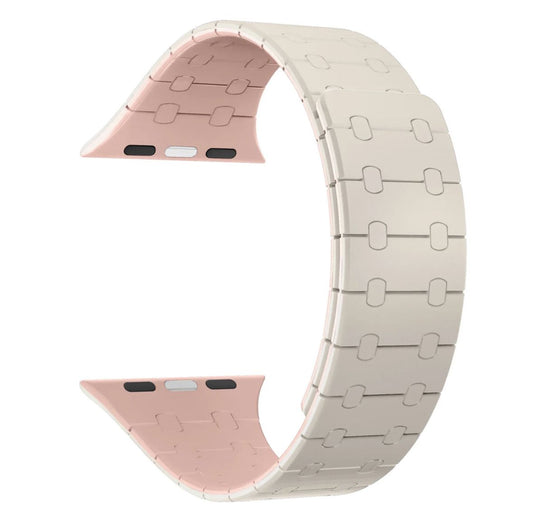 Silicon Magnetic Strap for Apple Watch 42/44/45 & 49mm (Ultra & Ultra 2) (Starlight/Light Pink)