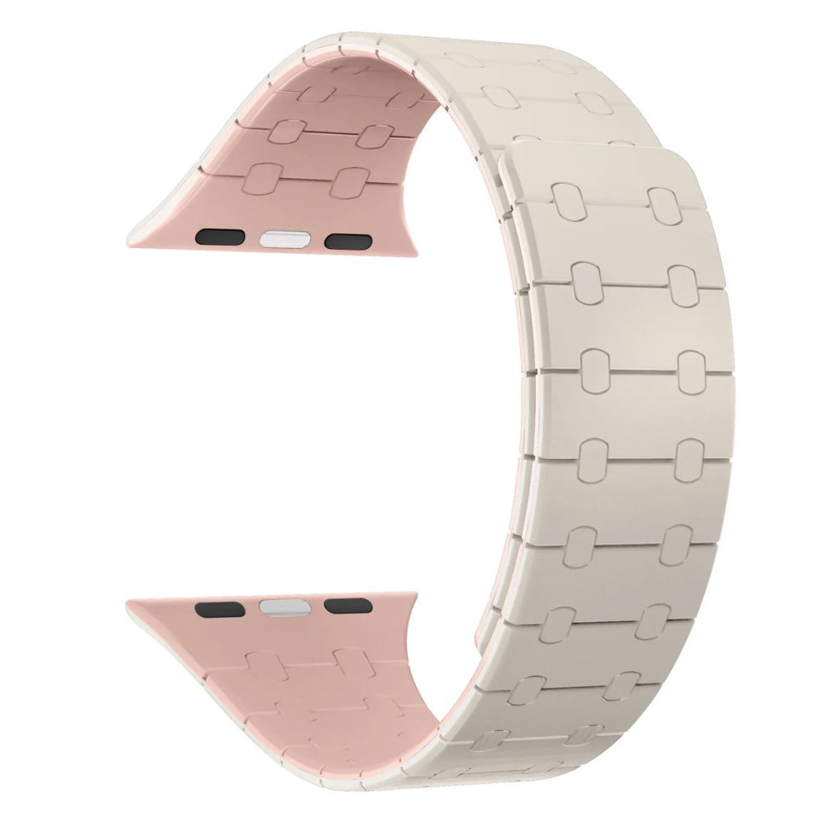 Silicon Magnetic Strap for Apple Watch 42/44/45 & 49mm (Ultra & Ultra 2) (Starlight/Light Pink)
