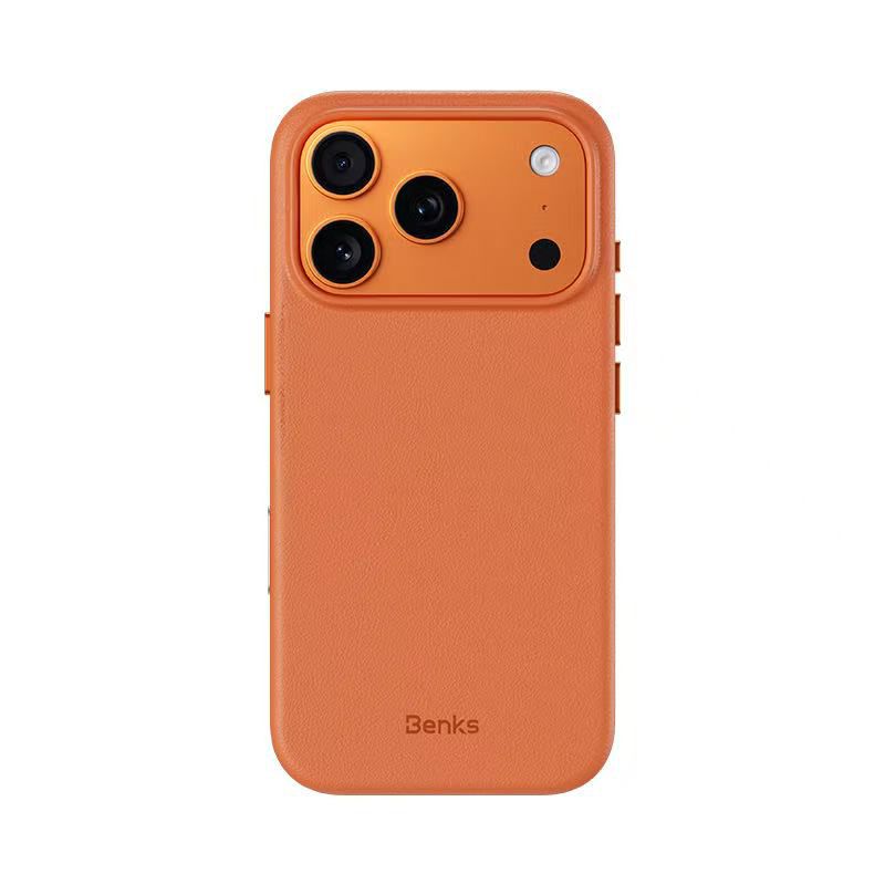 BENKS Vita Pro Series Genuine PU Leather Case for iPhone 17 Pro Max (ORANGE)