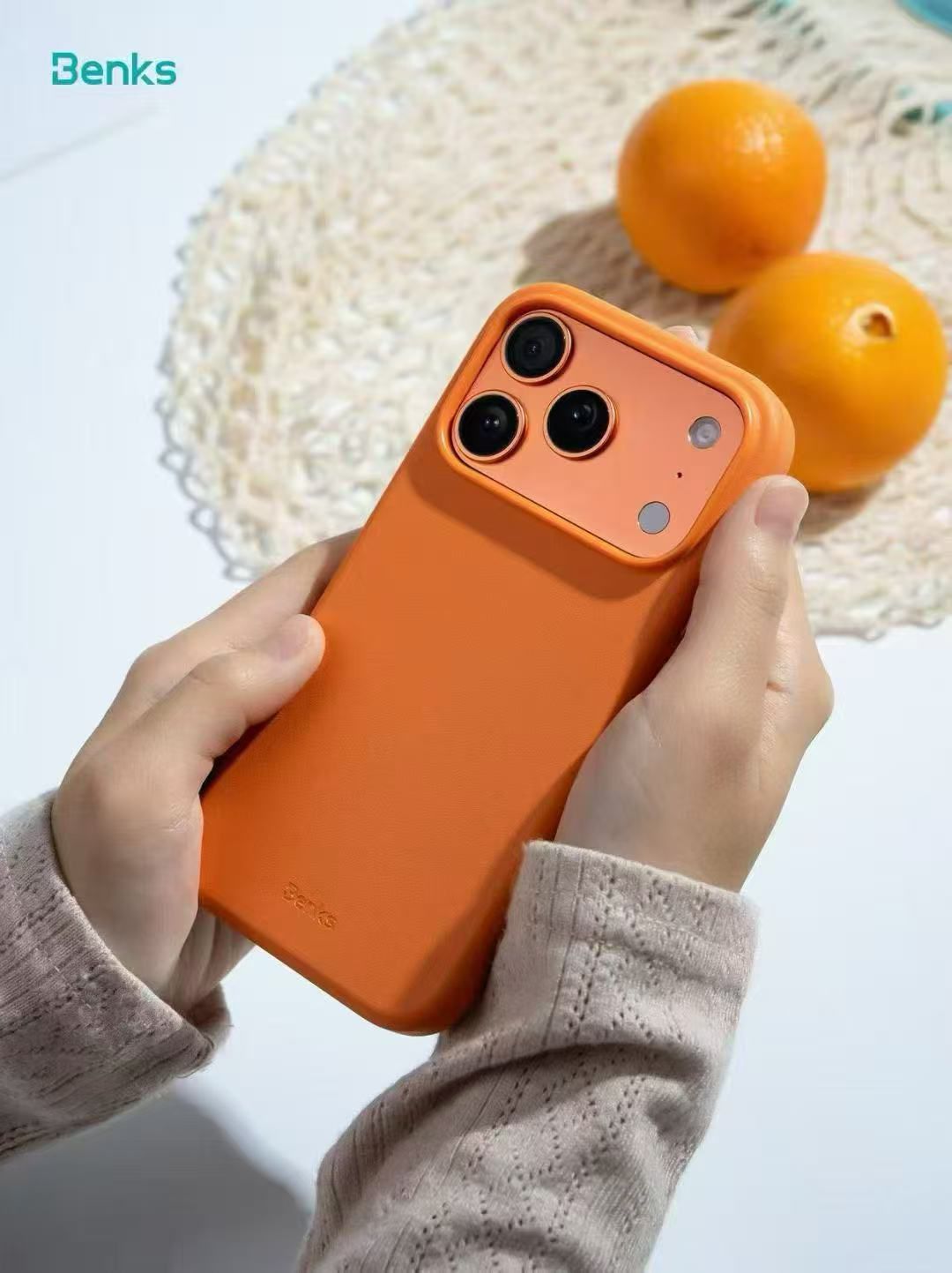 BENKS Vita Pro Series Genuine PU Leather Case for iPhone 17 Pro Max (ORANGE)