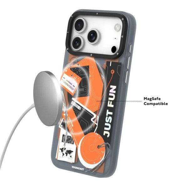 YOUNGKIT Matte Finish Different Dimensions Series Magsafe Case for iPhone 17 Pro (Orange)