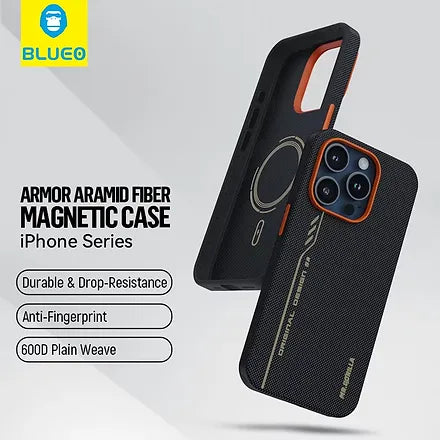 Blueo Fully Wrapped Aramid Fiber Case 600D Magnetic For iPhone 16 Pro