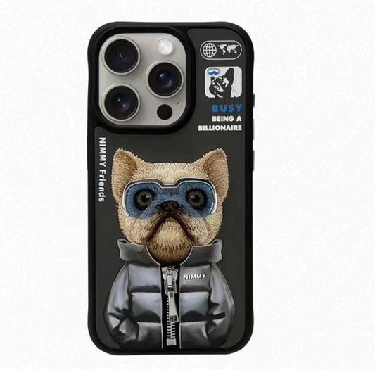 Nimmy Cute Series Jacket Bull Dog Case for iPhone 15 Pro (Black)