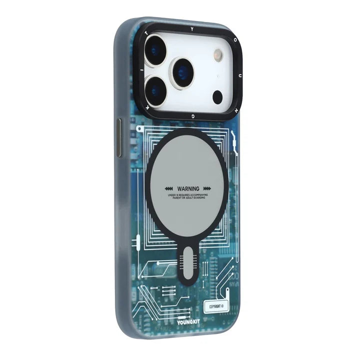 YOUNGKIT Technology Series Matte Finish Cover with Magsafe for iPhone 17 Pro Max - Blue