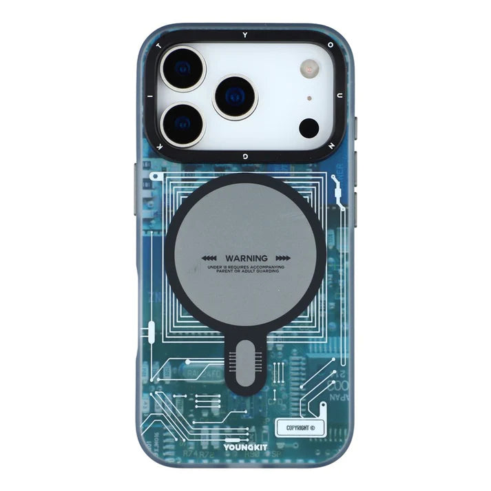 YOUNGKIT Technology Series Matte Finish Cover with Magsafe for iPhone 17 Pro Max - Blue