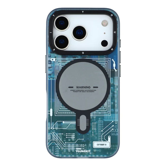 YOUNGKIT Technology Series Matte Finish Cover with Magsafe for iPhone 17 Pro Max - Blue