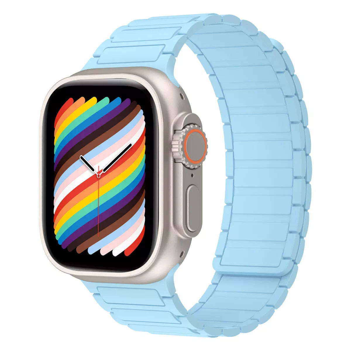 Liquid Silicon Sports Style Magnetic Watch Band for Apple Watch 42/44/45 & 49 mm (Light Blue)