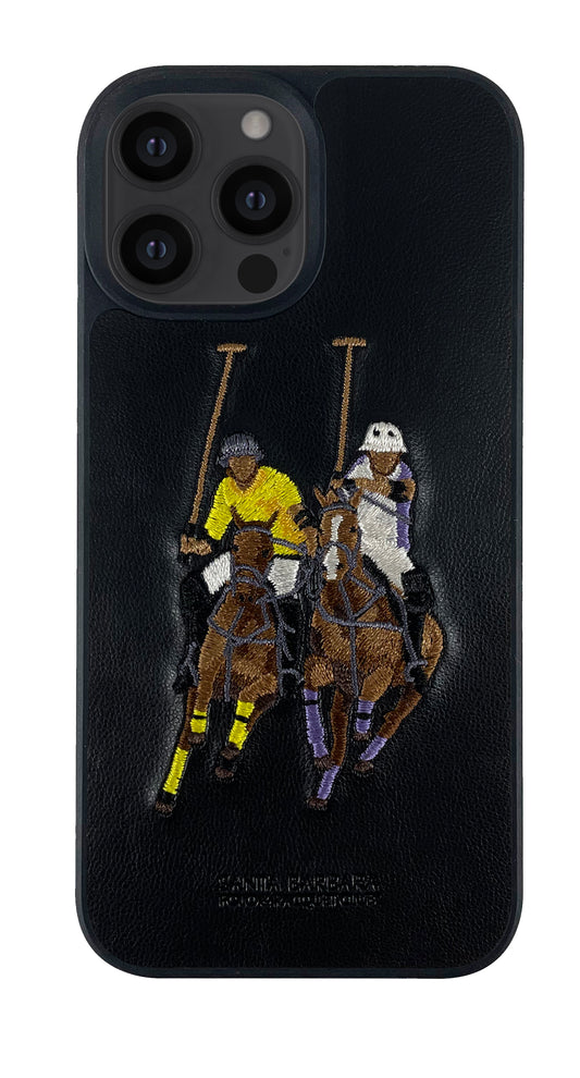 iPhone 13 Pro Polo Jockey Genuine Santa Barbara Leather Case (Black)