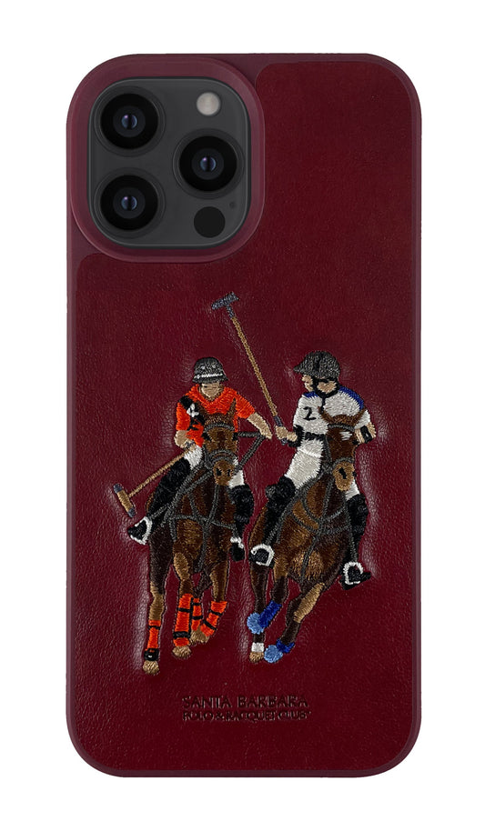 iPhone 13 Pro Max Polo Jockey Genuine Santa Barbara Leather Case (Red)
