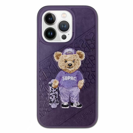 Santa Barbara Polo Bear Leather Case for iPhone 14 Pro Max (Deep Purple)