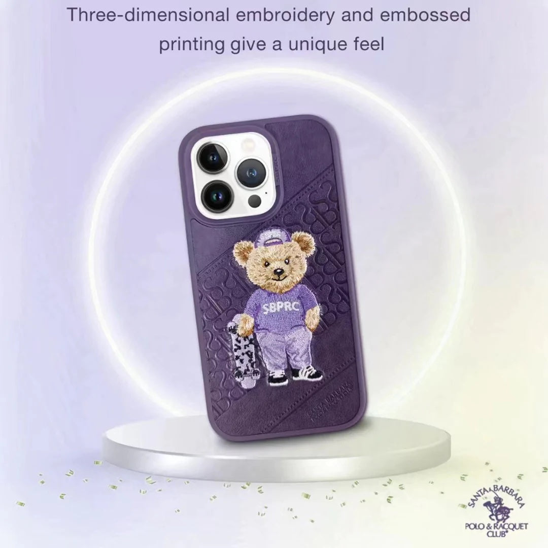 Santa Barbara Polo Bear Leather Case for iPhone 14 Pro Max (Deep Purple)