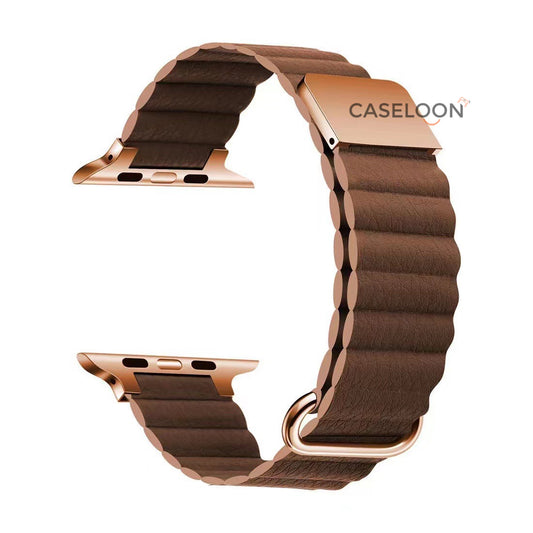 BROWN Leather Link Apple Watch Band for Series 1,2,3,4,5,6,7 & SE (38/40/41 mm)
