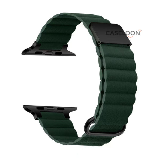 DARK GREEN  Leather Link Apple Watch Band for Series 1,2,3,4,5,6,7 & SE (38/40/41 mm)