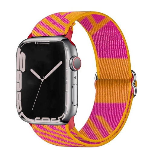 Orange and Pink Scrunchie Strap for Apple watch Series 1,2,3,4,5,6,7 & SE 38,40 & 41 mm. (Adjustable Elastic Nylon )