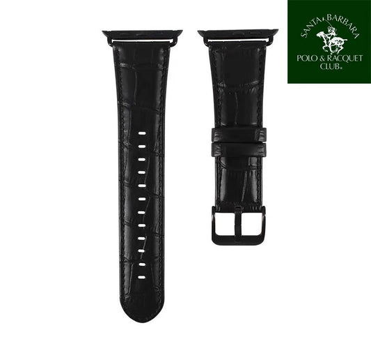 iWatch Genuine Santa Barbara Polo Leather Strap for 42/44/45 mm - Black