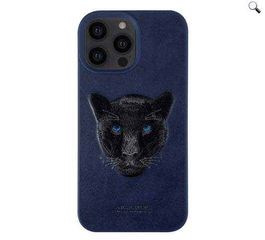 iPhone 13 Pro Polo Panther Genuine Santa Barbara Leather Case (Blue)