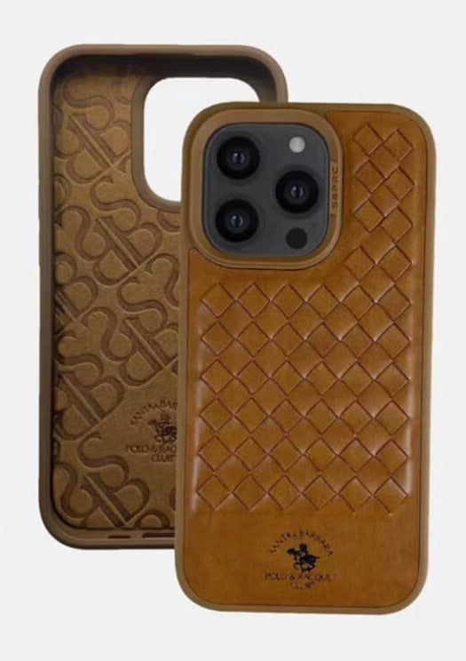 Santa Barbara Polo Ravel Series Leather Back Cover iPhone 14 Pro (Tan Brown)