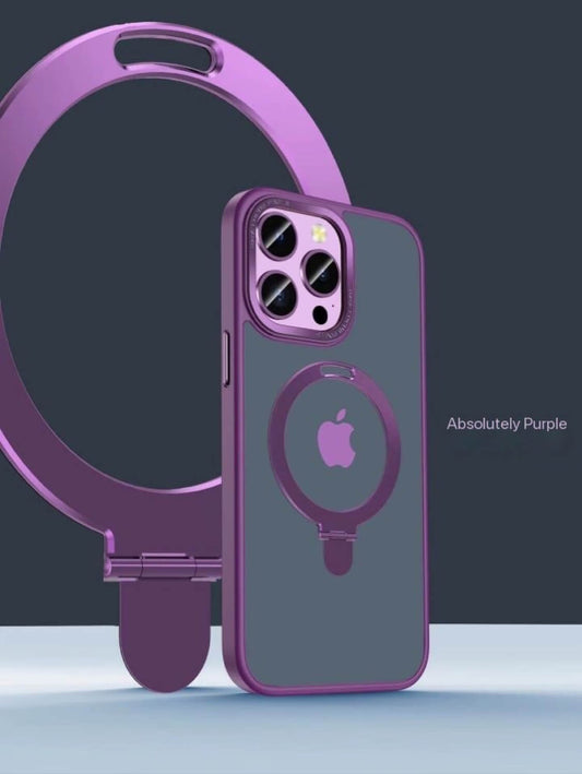 iPhone 14 Pro Matte Finish Magsafe Stand Case (Deep Purple)
