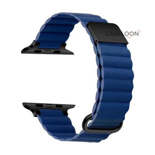 MIDNIGHT BLUE Leather Link Apple Watch Band for Series 1,2,3,4,5,6,7 & SE (38/40/41 mm)