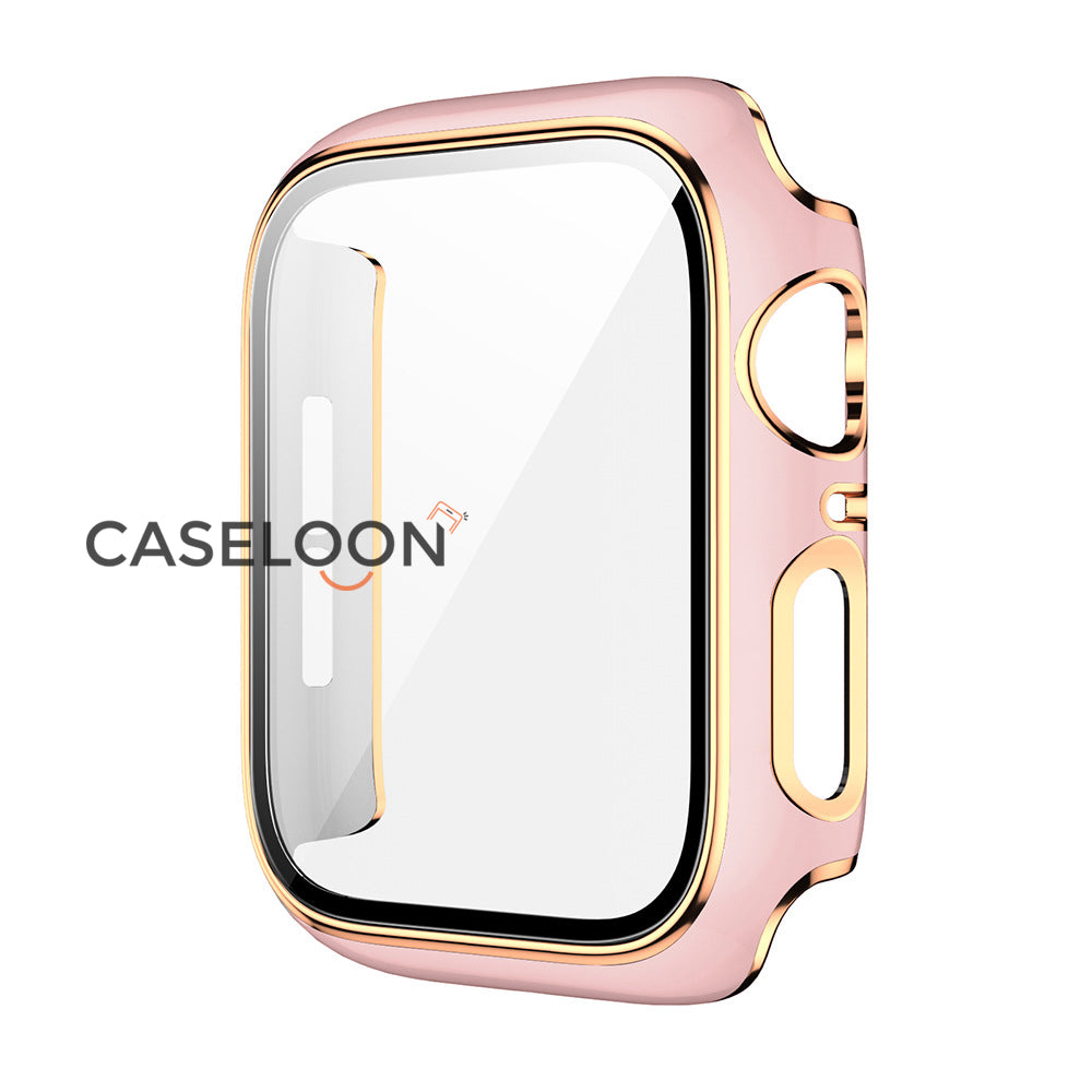 Pink 44 mm Watch Case Compatible for Apple Watch Series 4/5/6/SE 44mm Case with Screen Protector With Fine Golden Outline  (Pink)