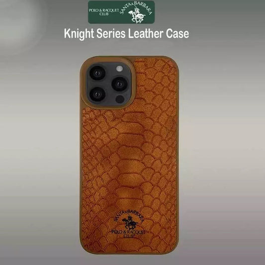 Santa Barbara Polo Knight Series Leather Back Cover iPhone 14 Pro (Brown)