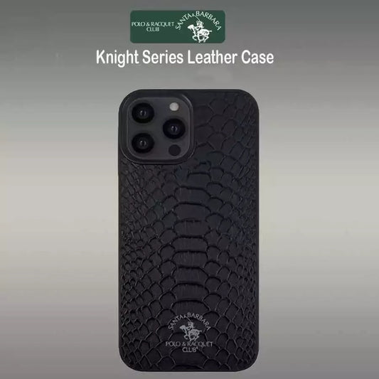 Santa Barbara Polo Knight Series Leather Back Cover iPhone 13 Pro (Black)