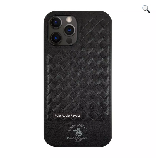 Santa Barbara Polo Ravel Series Leather Back Cover iPhone 14 Pro (Black)