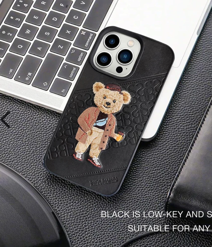 Santa Barbara Polo Bear Leather Case for iPhone 14 Pro Max (Black)