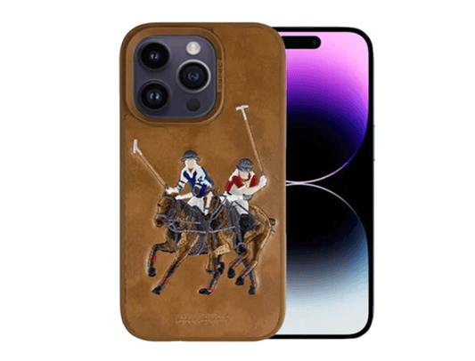 iPhone 14 Pro Max Polo Jockey Genuine Santa Barbara Leather Case (Brown)