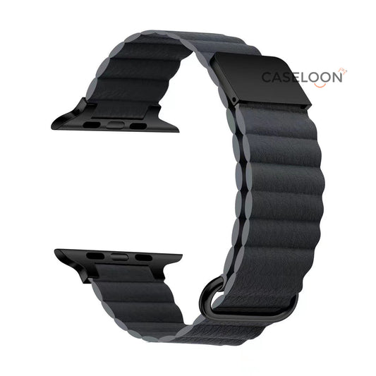 SPACE GREY Leather Link Apple Watch Band for Series 1,2,3,4,5,6,7 & SE (38/40/41 mm)