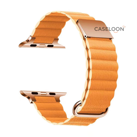 TAN YELLOW Leather Link Apple Watch Band for Series 1,2,3,4,5,6,7 & SE (38/40/41 mm)