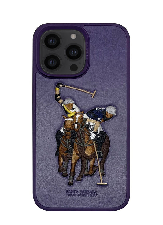 iPhone 14 Polo Jockey Genuine Santa Barbara Leather Case (Deep Purple)