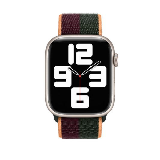 Cherry/Forest Green Sports Loop for iWatch 44mm, 42mm & 45mm Series 1 2 3 4 5 6 7 (Watch Not Included)