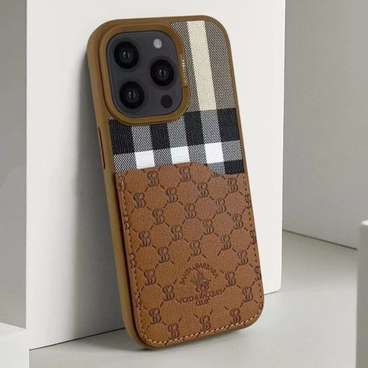 Santa Barbara Polo Plaid Series for iPhone 14 Pro Max (BROWN)
