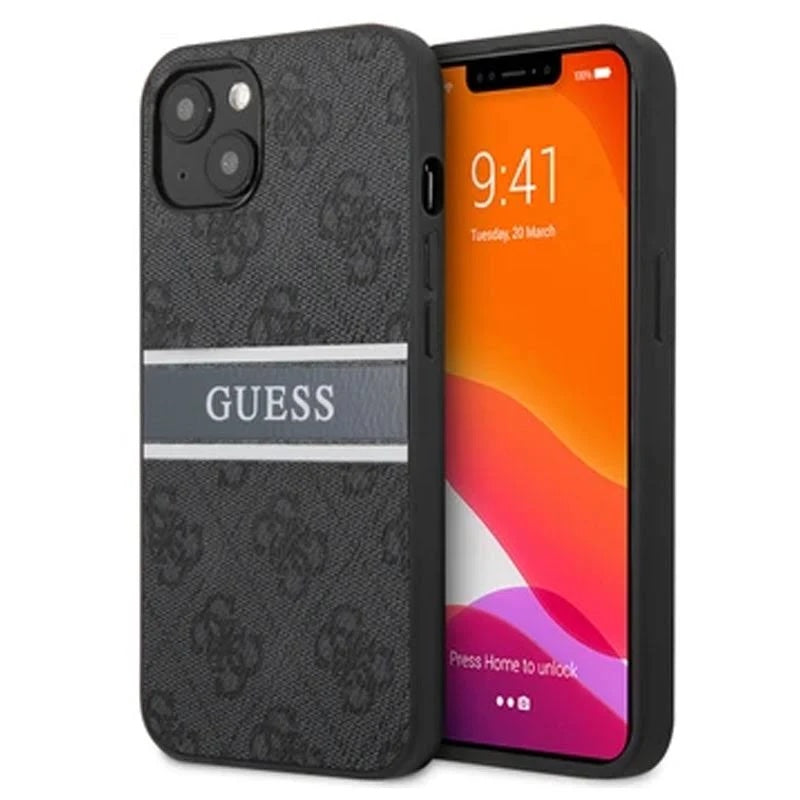 iPhone 13 Pro LEATHER CASE GUESS PRINTED ALL OVER DESIGN - GUESS - GREY/BLACK