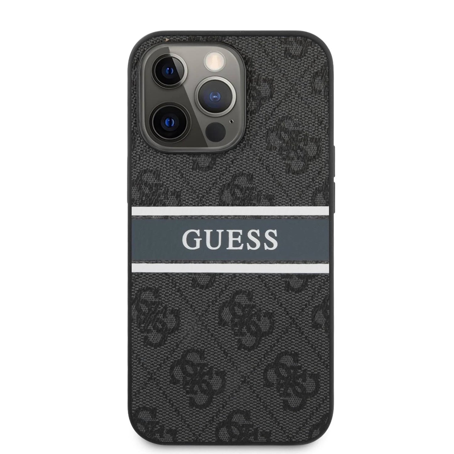 iPhone 13 LEATHER CASE GUESS PRINTED ALL OVER DESIGN - GUESS - GREY/BLACK